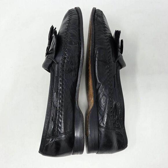 SANTONI RELAXED ITALY BLACK KILTIE TASSEL LOAFERS MOC TOE MENS SIZE 9.5 EE WIDE - Picture 7 of 10